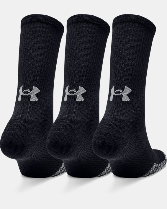 Adult HeatGear® Crew Socks 3-Pack, Black, pdpMainDesktop image number 2